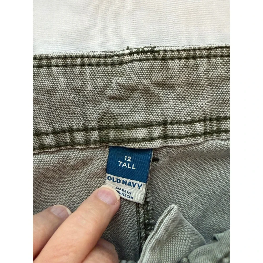 Old Navy‎ Womens Olive Green Wide Leg Utility Pants Size 12 Tall Canvas Trousers